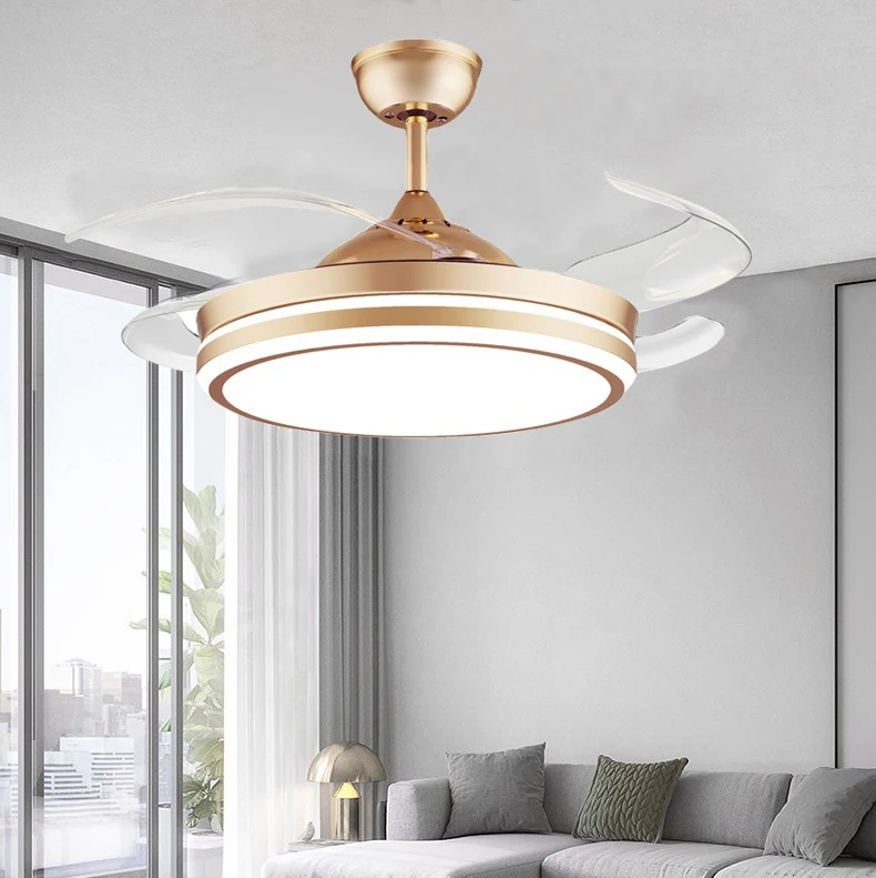 42 Inch Chandelier LED Light Fan For home ABS Ceiling Fan Modern Retractable LED Ceiling Fans Light With Remote Control