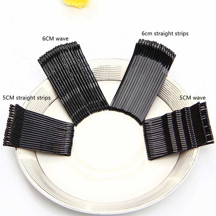 6CM/5CM straight wavy steel wire hairpin Black simple Bob pin wholesale hair pin girls accessories