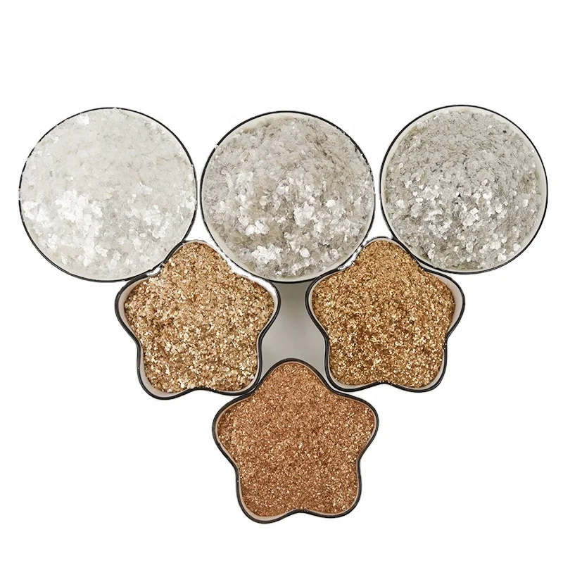 Muscovite Biotite Phlogopite Mica for Oil Drilling Synthetic Fluorophlogopite Mica Fragments Bag Silver White Golden Dimensions