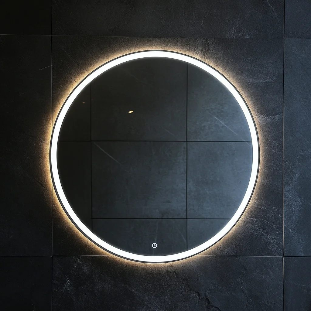 Hotel Bathroom Vanity Wall Half Round Mirror Customized Led Backlit Defogger Smart Half Moon Bath Mirrors