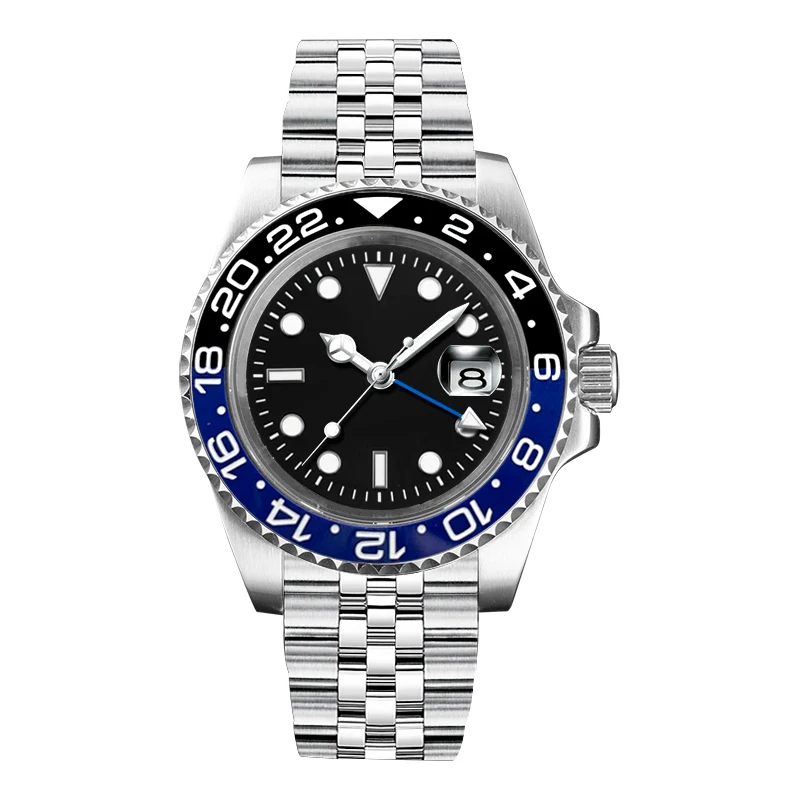 40mm Classic Mod Sterile Watch NH34 Movement Green Luminous Dial Hands Fashion Waterproof Business Mechanical Ceramic Bezel