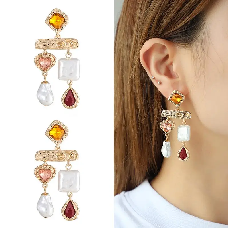 Stainless Steel Earring Korean Vintage Zircon Girls Wholesale Bulk Enamel Pearl Wholesale Earings Free Shipping Sparkle Earrings