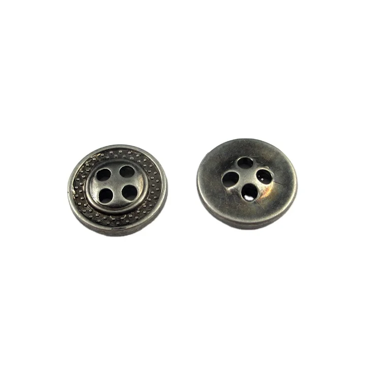 Antique silver color 4 holes men round plastic button for shirt button