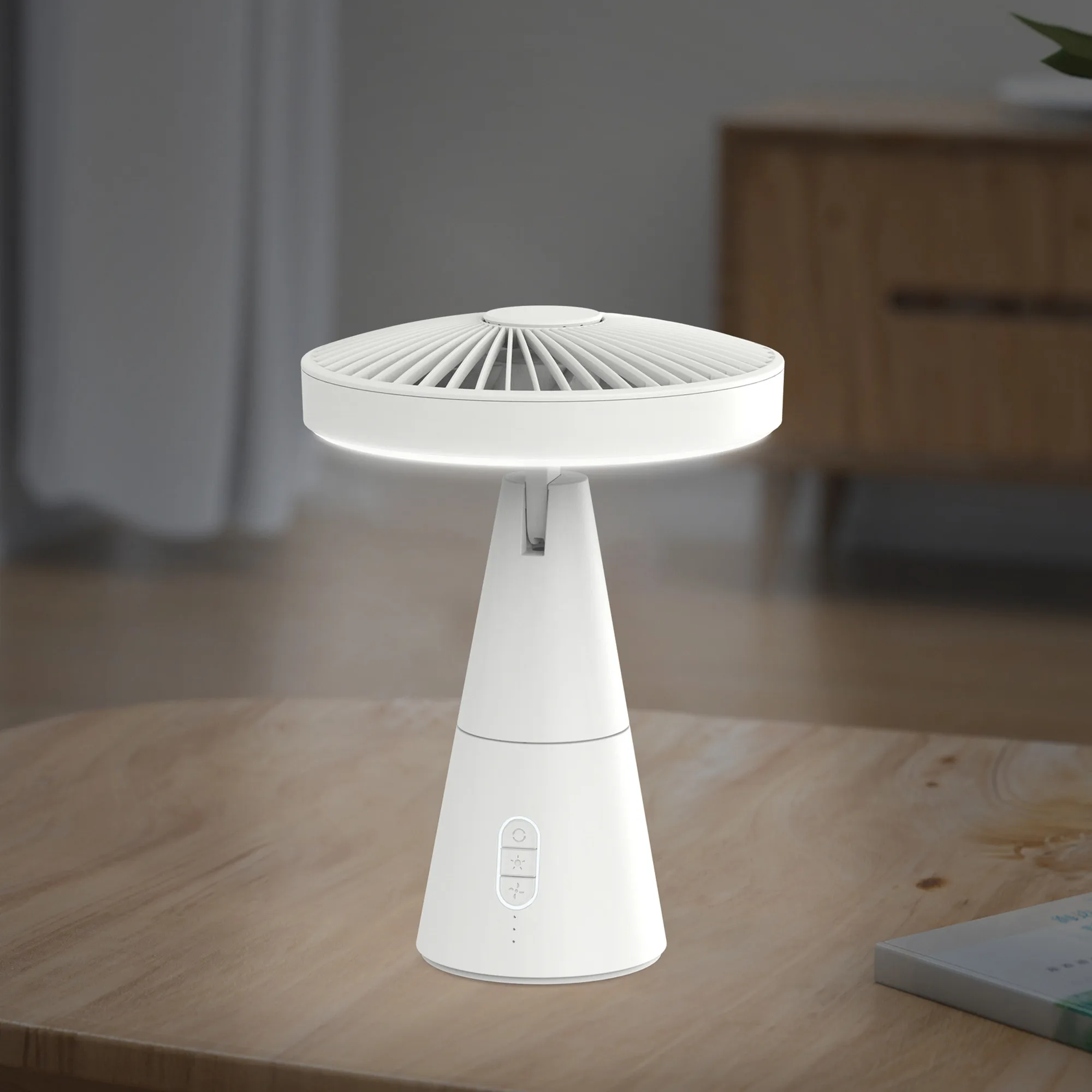 
Portable USB Rechargeable Battery Table Fan Desktop Desk Fan With LED Light 