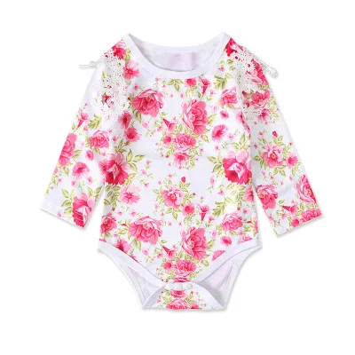 Lovely Baby Girls 2021 floral Romper Infant 0-24m New Cute One-pieces Kids Lace Fly Sleeve Bodysuit