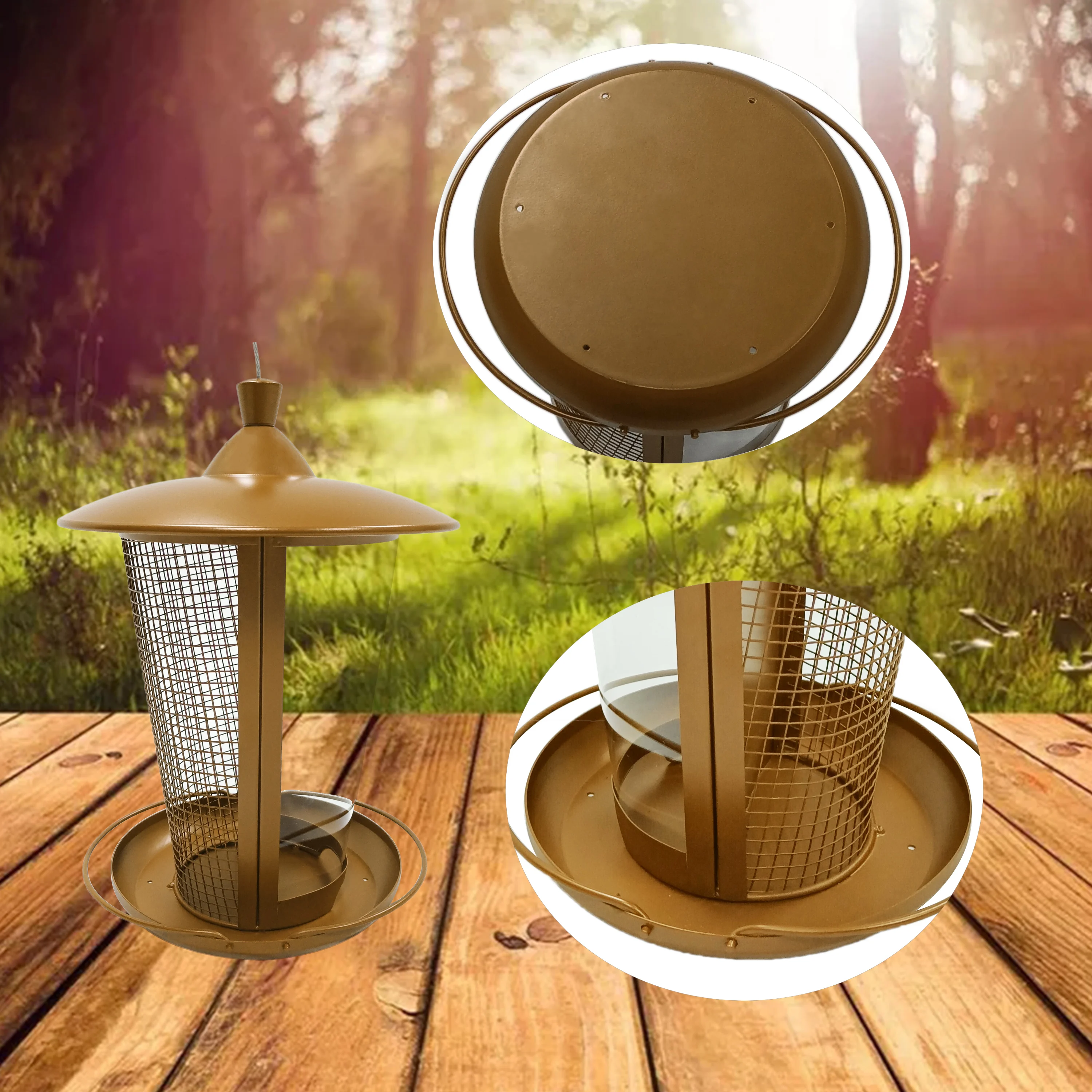  Factory Direct 2 In 1 High Capacity Metal Mesh Plastic Tube Wild Hopper Bird Feeder Outdoor Garden Backyard
