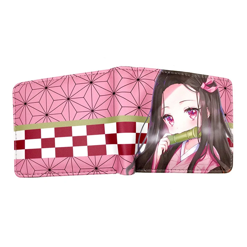 High Quality Cartoon Anime Demon Slayer Tanjirou Nezuko Wallets PU Leather Waterproof Money Card Holders Open Short Coin Purse