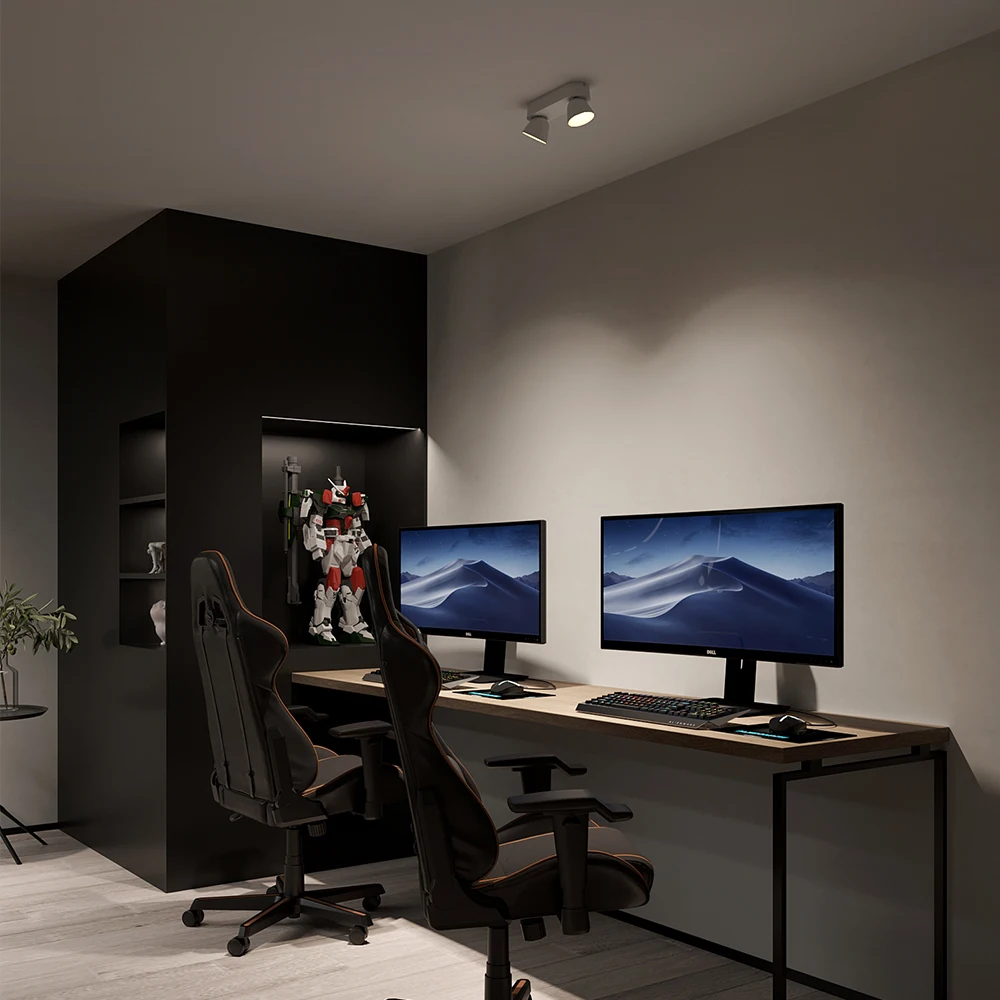 XrzLux 15W Nordic Modern Double Head Surface Mount Ceiling Spotlight Aluminum 355 Degree Rotatable Adjustable Led Downlight