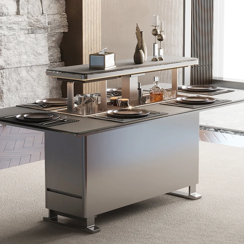 Modern Tempered Glass Top Dining Table Fridges Luxury Dinning Smart Dining Table For Home Room Furniture