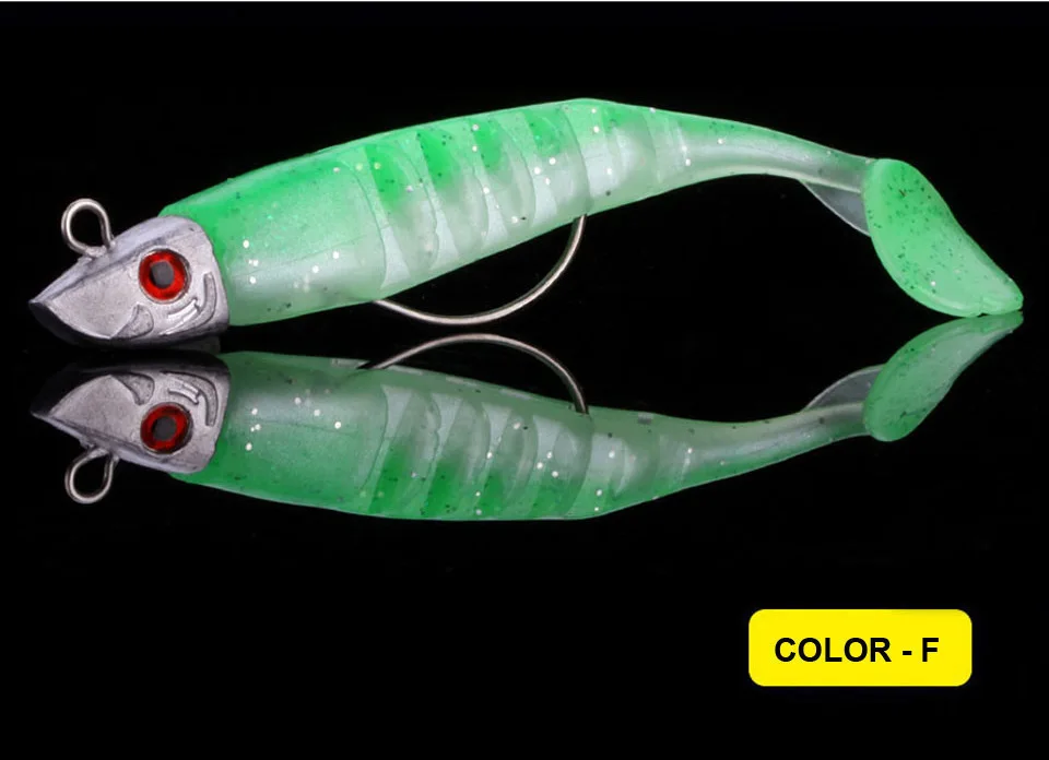 Wholesale 130mm/26g 100mm/16g PVC Material T-tail Jig Head Lure With Crank Hook Bionic Soft Fishing Bait