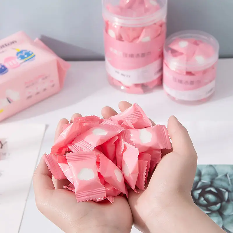 Рекламное хлопковое нетканое одноразовое сжатое мини-полотенце для лица