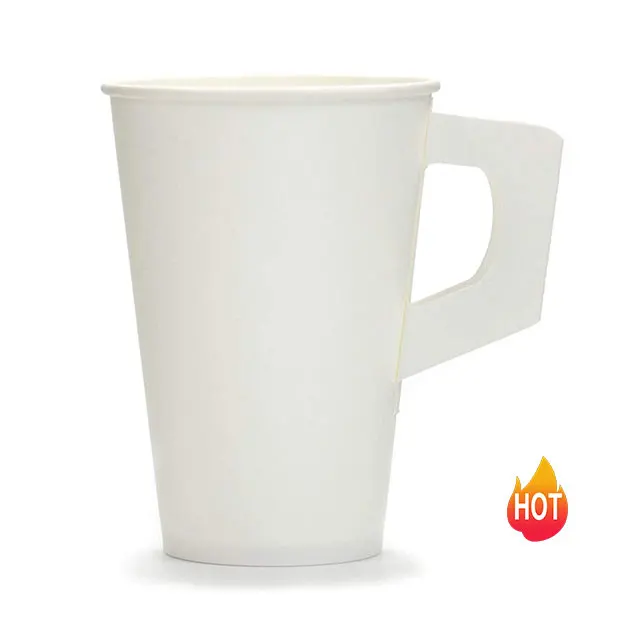 Disposable White Paper Cup With Handle Cardboard Quality Paper Cup For Water Coffee Tea For Home Party