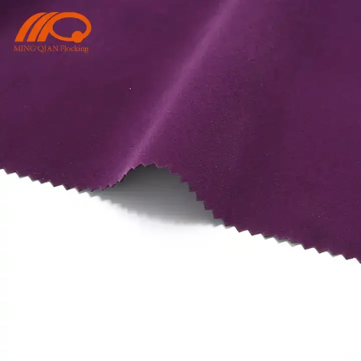 Multi colors high quality soft flock velvet fabric with knitting fabric base for jewelry box gift box & drawstring pouch