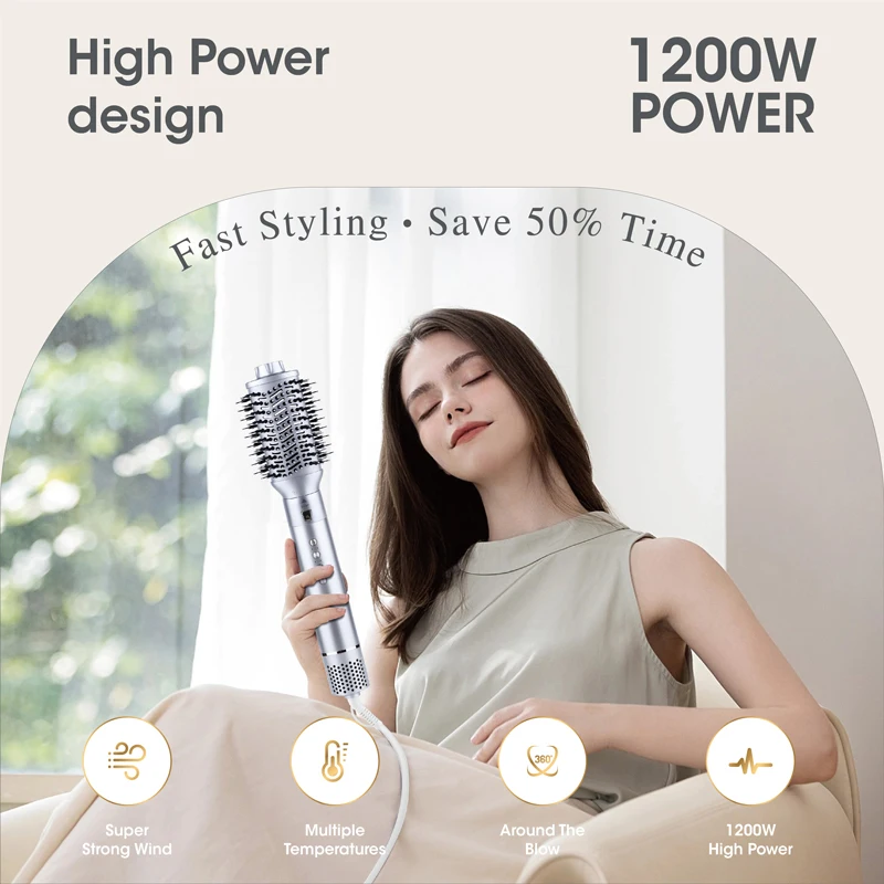 High Speed Thermo 5 in 1 hot air brush multi styler automatic curling iron electric hair brushes round blow dry brush