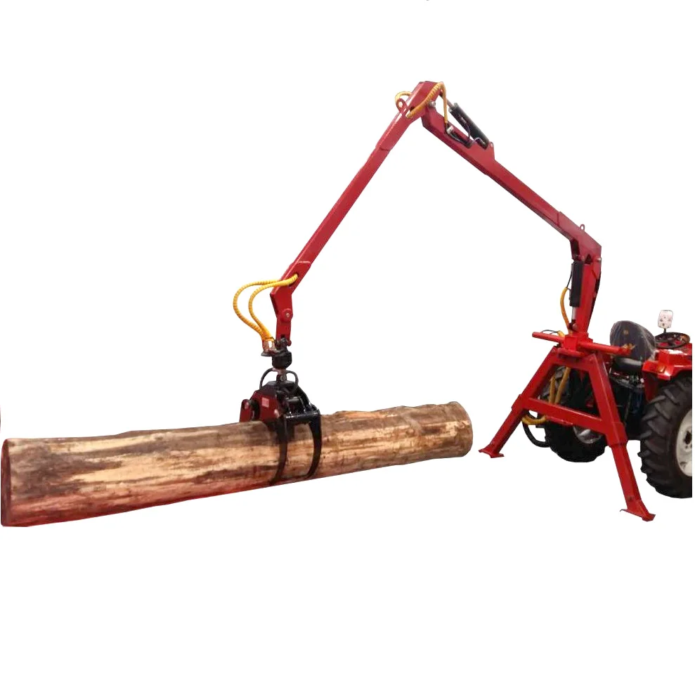 ATV 6 Tons Timber Trailer Crane Hydraulic Log Loader Grapple Firewood Trailer with Grapple RT06