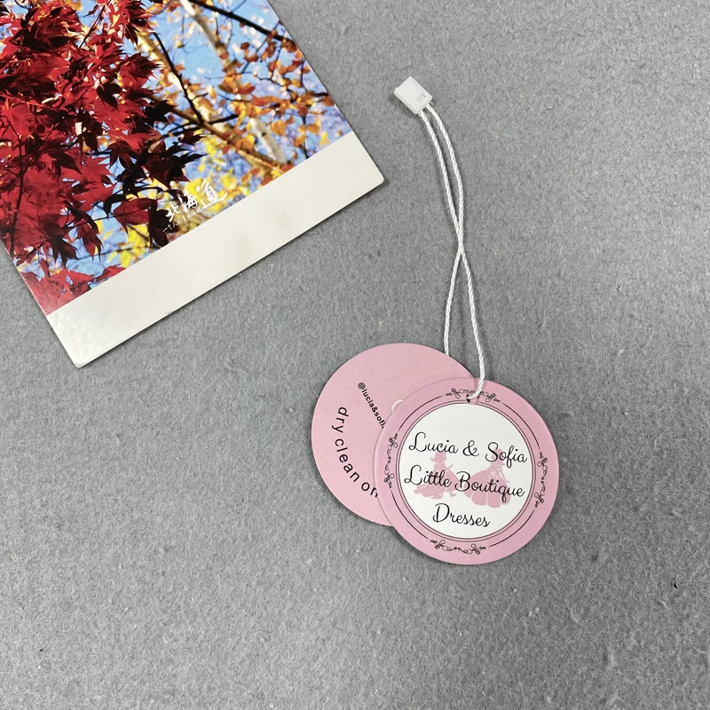 Custom Hang Tags Clothing Small Round Paper Tags For Clothes Hanging Hang Tags With Strings Logo Printed