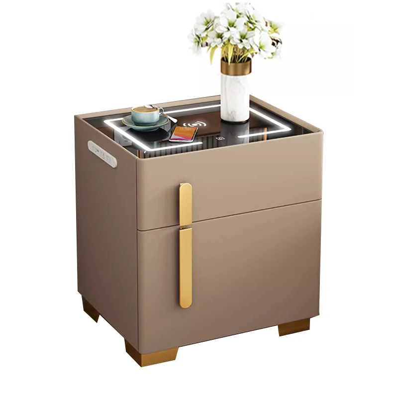 Night stand cabinet modern luxury smart nightstand bedside table USB Port Italian Style Smart Bedstand Storage Cabinet