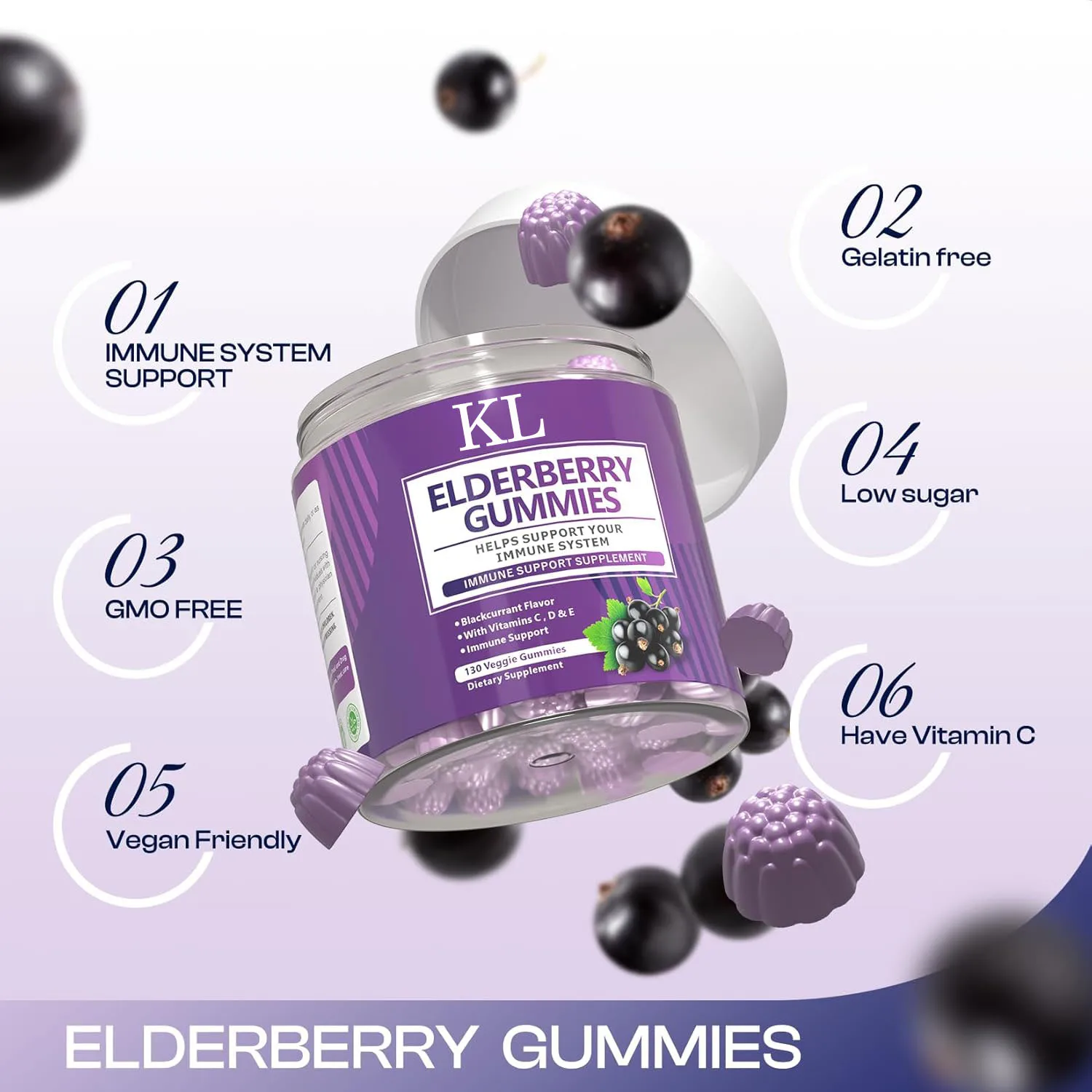 Private Label Vegan Vitamin C диетическая добавка с иммунной поддержкой Elderberry Gummies