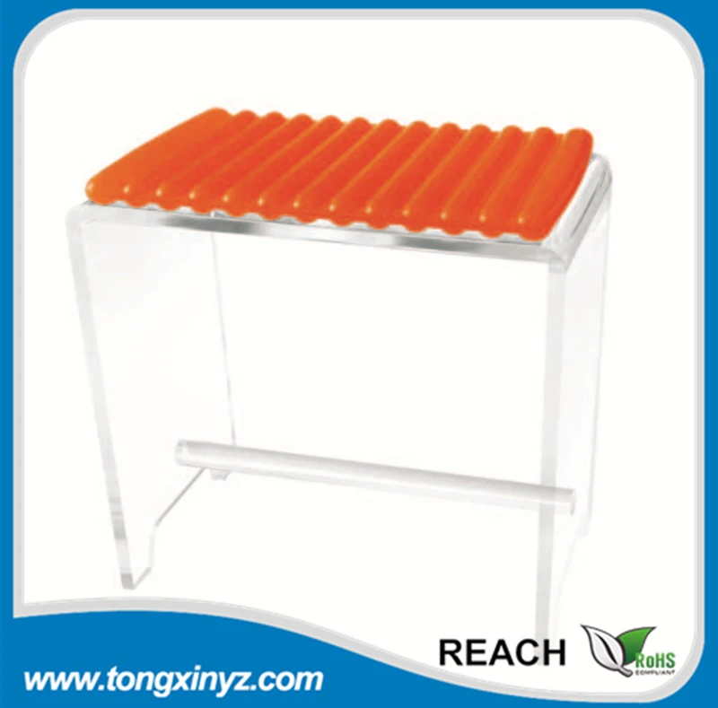 Factory Wholesale Transparent Free Standing Acrylic Seat Stool Chair Bench For Bathroom Fitting Room