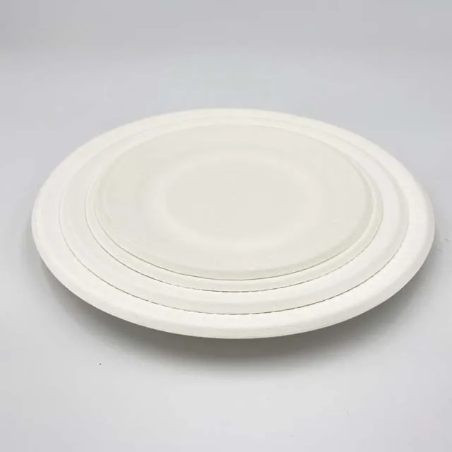 Wholesaling Disposable Pulp Good Price Round Sugarcane Bagasse Paper Plates Tableware ripple round plate 6 inch