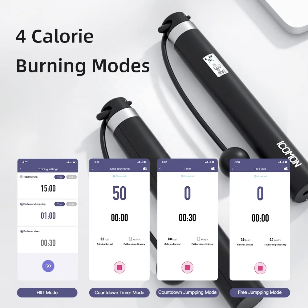 Promotional Cordless Electronic Smart Counting Skipping Jump Rope Gym Boxing Fitness Training Digital Speed Wires Cables
