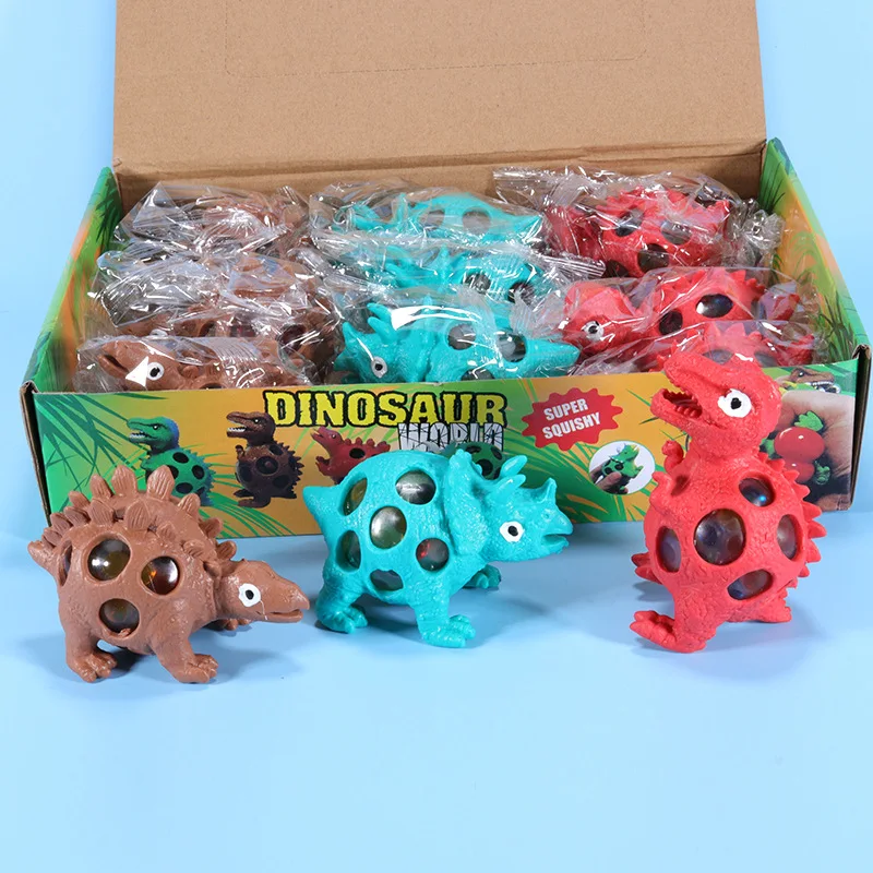 Funny Dinosaur Grape Animal Shape Squishy Ball Vent Anti Stress Rubber Mesh Squeeze Sensory Toy Ball