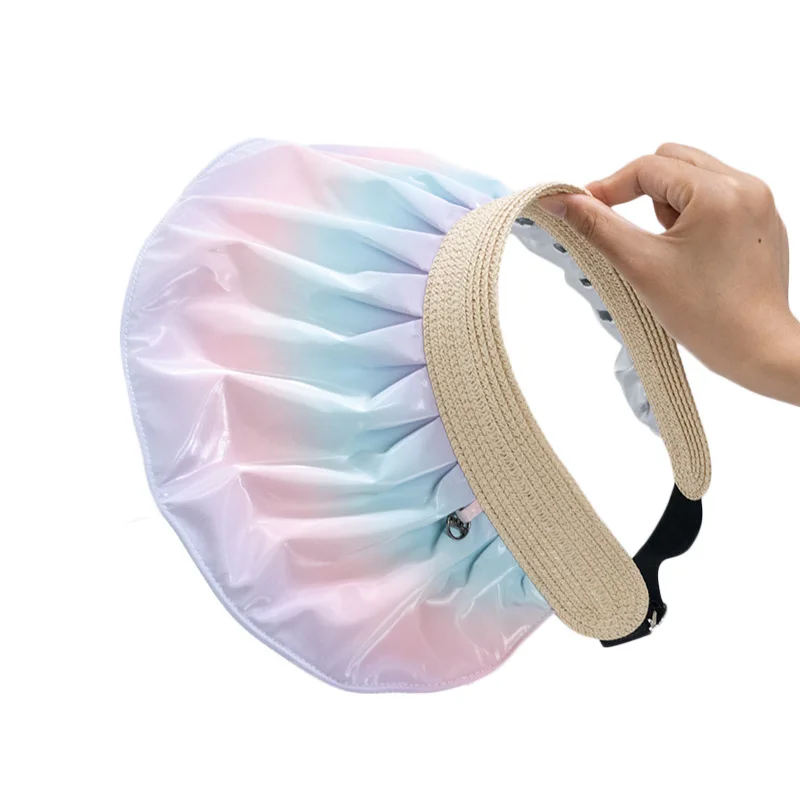 Fashion Shell Shape Gradient Empty Top  hat Wide Brim Outdoor Tour Beach Fordable Anti-UV Female Lady Sun Visor Hat