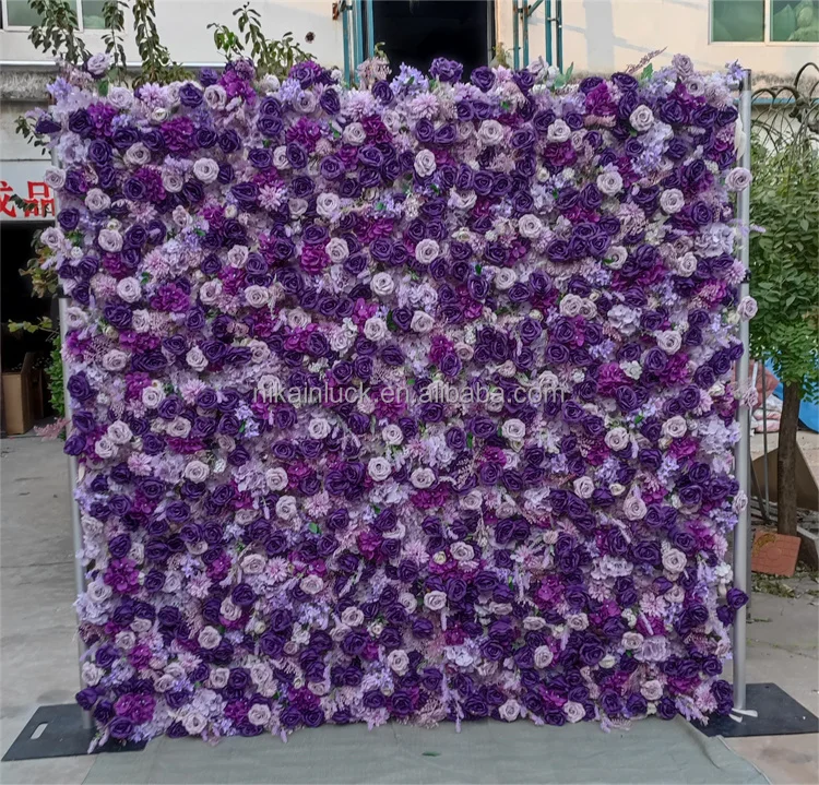 Lilac Flower Wall  Romantic Purple Lavender Rose Flower Backdrop Wedding Decoration