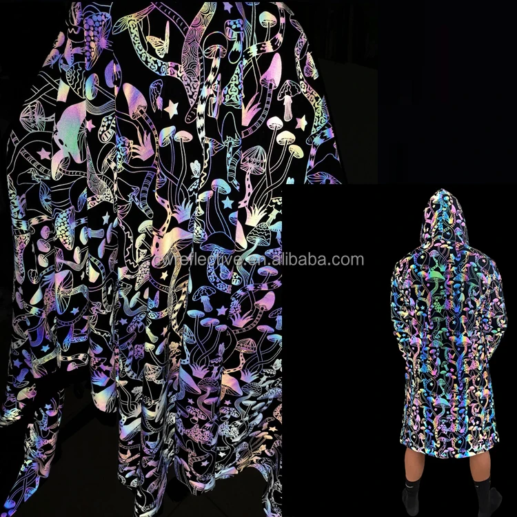 Custom printed spandex fabric rainbow reflective fabric for fashion suit