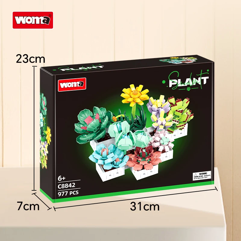 Женские игрушки C8842 новейшие 8 в 1 цветущие суккуленты горшок bonsia de plantas растение цветок сочные набор строительных блоков