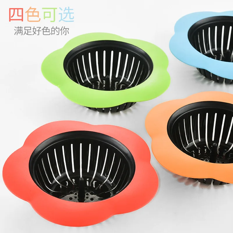 Flower Shape Large Wide Rim Flexible Kitchen Silicone Pouring Basket Drain Filter Sink Strainer