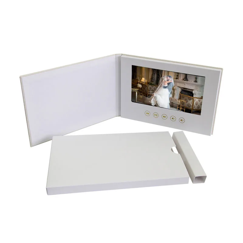 Our Wedding  linen video book with 7 inch HD IPS LCD screen hardcover  video brochure gift greeting card