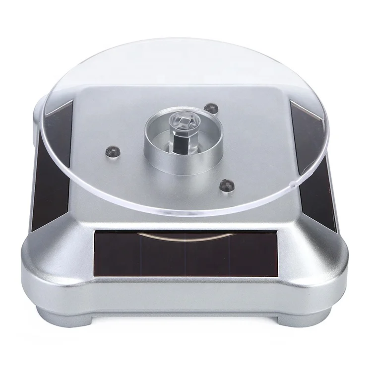 M-8082 wholesale solar battery powered exhibition rotating display white black gold silver led rotating turntable display