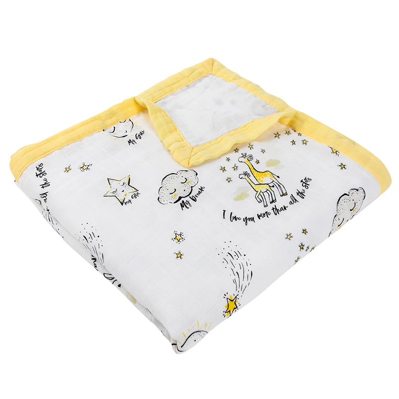 High Quality Super Soft Organic Cotton Bamboo Muslin  4 Layer, 6 Layer,  8 layer Newborn Baby Thick Wrap Blanket