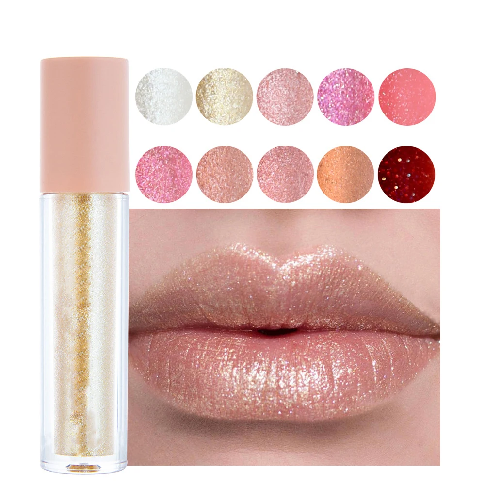 
Customization Shiny Color Private Label Pink Lip Gloss Tube Glitter Lipgloss Make Your Own Diamond Lip Gloss 
