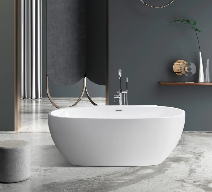 China Factory Price Free Standing White Acrylic Solid Surface Bathtub Stand Alone Bath Tub