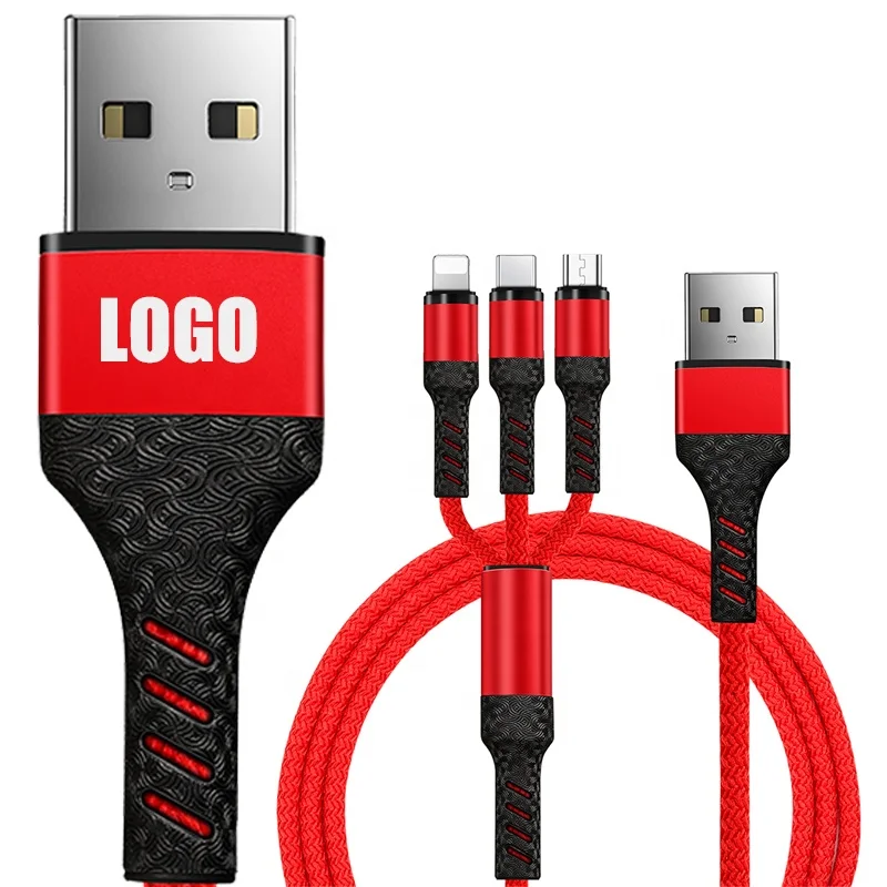 
Wik-YT 2021 New Arrival Trending 3in1 Braided Cell Phone Mobile Charging 3 in 1 USB Cable Charger Cords 