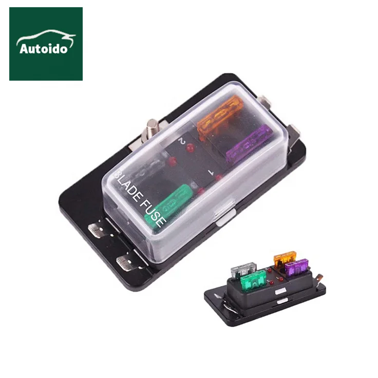 Auto DC 12-32V 4 Way Terminals Circuit Car Boat Auto Blade ATM Fuse Block LED Illuminated Warning ATC Fuse Base