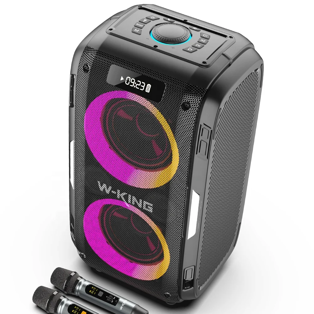 W-KING T9 pro Новое поступление 120 Вт большой выход напольные сабвуфера Аудио Свадебная вечеринка коробка с беспроводной микрофон и RGB