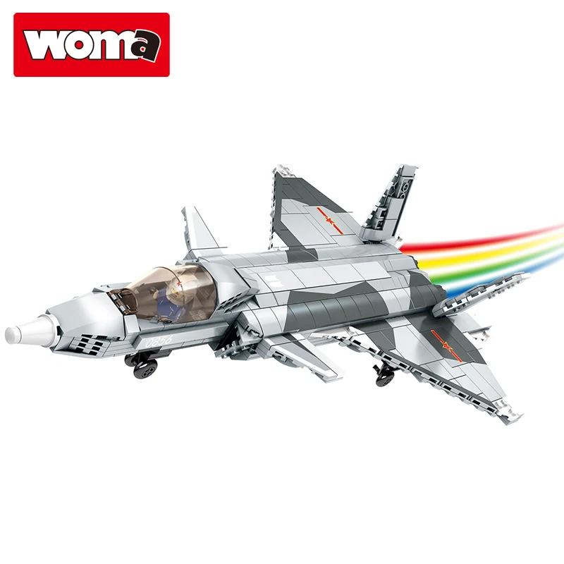 WOMA TOYS Enlighten Educational Star Sky Fighter Military WW2 Airplane Model Building Block Set Diy Bricks Juguet