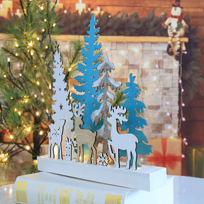 4L warm white LED woodworking table craft New Year Christmas Decoration