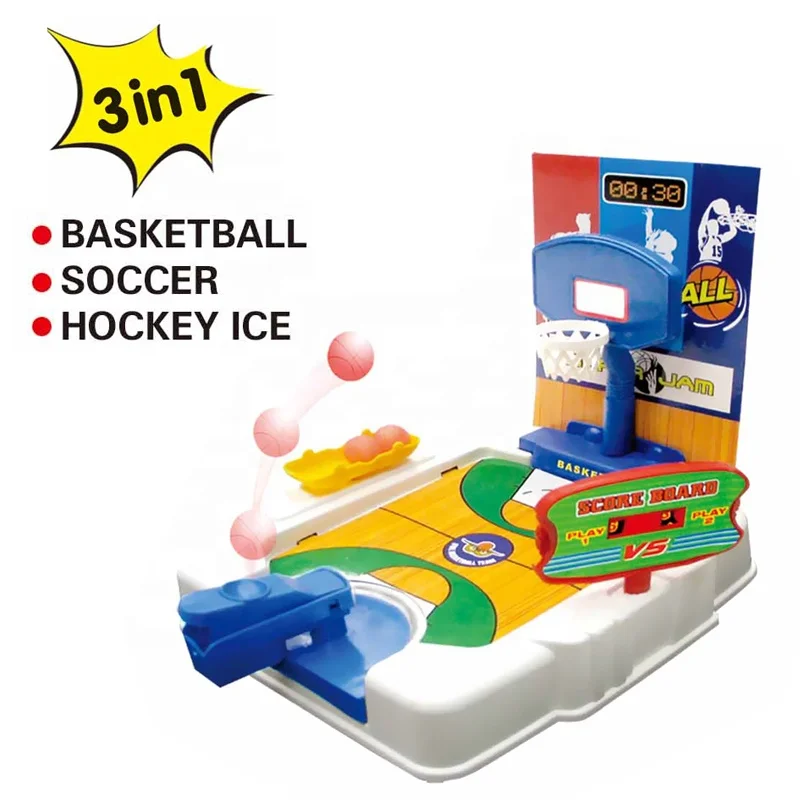 Samtoycn 3 IN 1 Educational Plastic Mini Indoor Desktop Sport Game Machine Soccer Hockey Ice Basketball Board Game for Kids