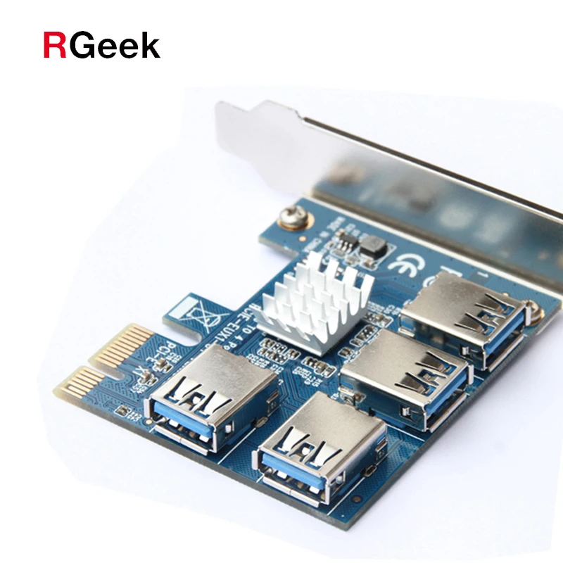  RGeek BTC Майнер биткоинов Майнинг PCIe от 1 до 4 16X карта Райзер PCI-E 1X USB 3 0 адаптер Порт