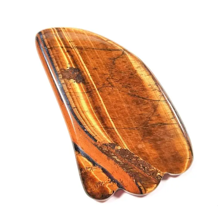 HY Gem Yellow Tiger Eye gua sha comb gua sha crystal heart body gua sha stone with box health and beauty