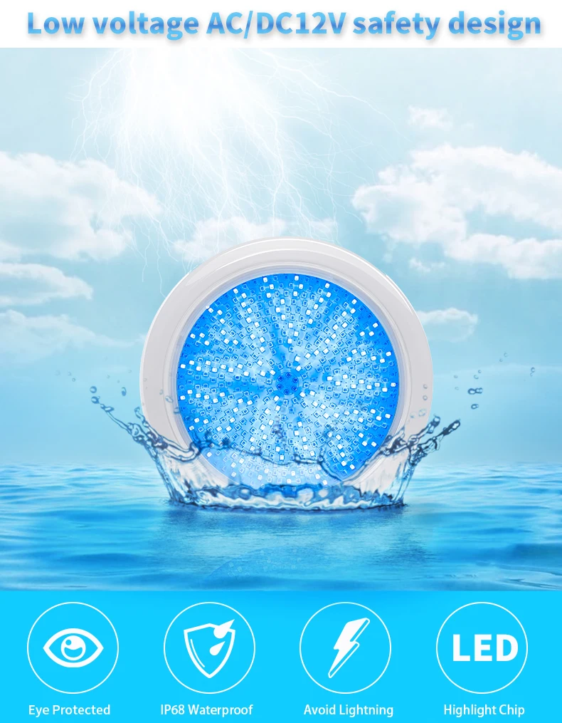 Refined CB CE SAA Resin Filled Pool Lights for Liner Vinyl Fiberglass Pool Underwater Light Led Underwater Swimming Pool Light