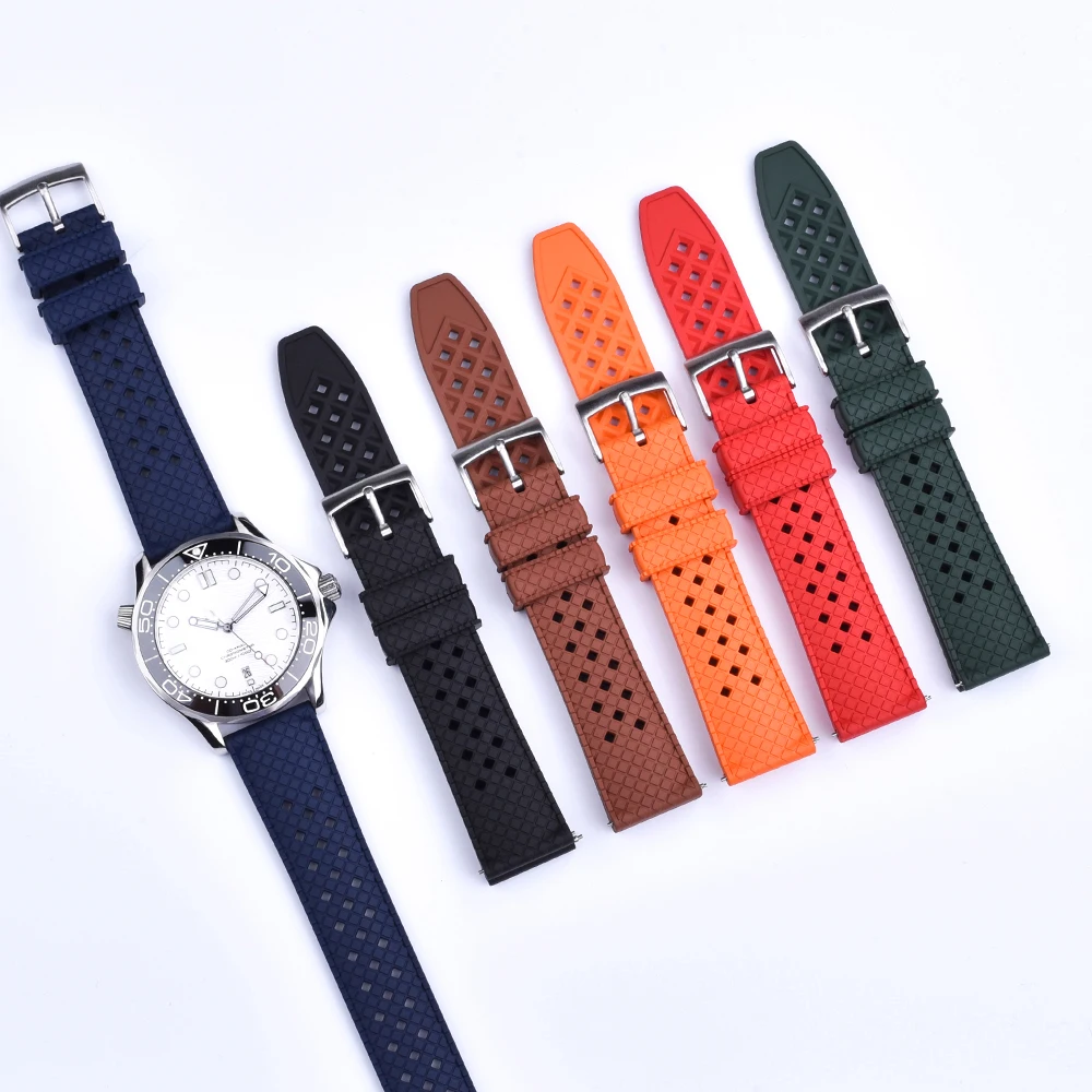 JUELONG Tire Tread Diving Sport FKM Rubber Watch Strap 20 22mm Multicolor Rubber Watch Band