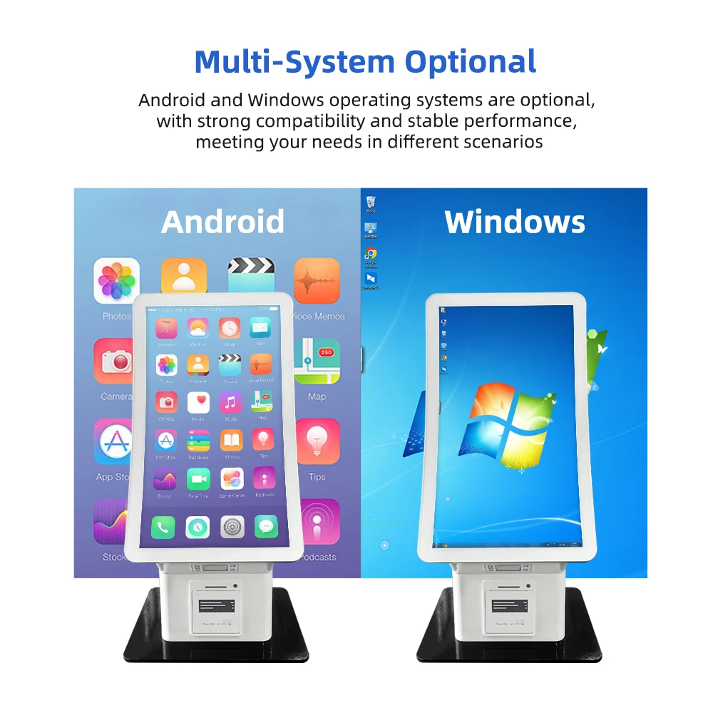 Deep gray/White metal shell 23.6 inch Digital Audio Speaker countertop queue order kiosk self check out kiosk restaurant