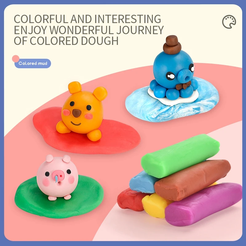 New Fashion Preschool Game Creative DIY Safety Dessert Kitchen DIY Plasticine Tool Set Super Clay Color Clay Cake Toy