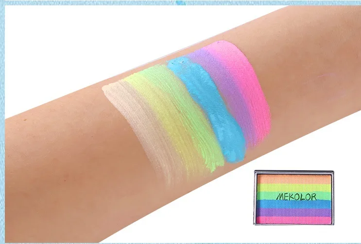 Make Up Fluorescent Body Art Water Soluble Pigment Face Paint Rainbow Cake 6 Colors Case Washable Halloween Festival