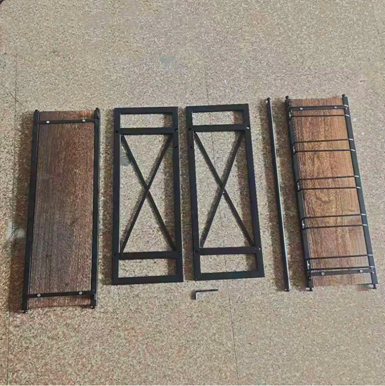 Wall Mounted Wine Racks Industrial Style with 8 Stem Glass Holder 2-Tier Wood Shelf Home Kitchen